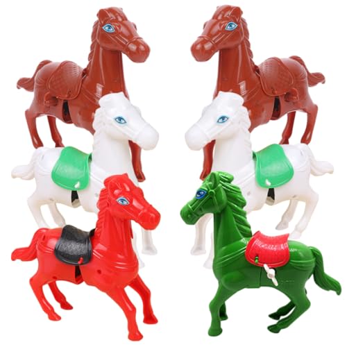 KONTONTY 6 Stück Teiliges Wind Up Pferdespielzeug Kreative Leichte und Wiederverwendbare Spielzeuge für Bunte Mechanische Tierfiguren als Geburtstags Mitgebsel für Jungen Zufällige Farbe von KONTONTY