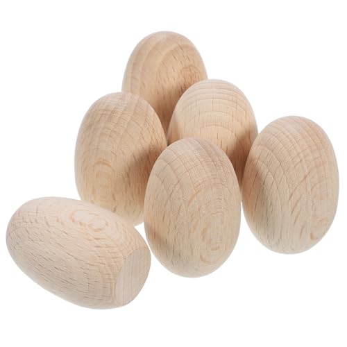 KONTONTY 6 Stück Unlackierte Holz Eier Dekorative Bastelmaterialien für Kreative Heimdekoration zum Bemalen und Gestalten von Osternestern von KONTONTY