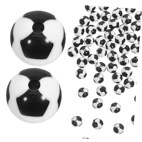 KONTONTY 60 Stück Fußballperlen aus Acryl Runde Spacer-beads für DIY Schmuckherstellung Armbänder Halsketten Basteln Glatte Oberfläche Sportliches Design von KONTONTY