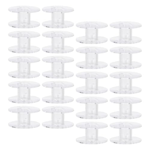 KONTONTY 60 Stück Nähmaschinenspule leere Drahtspulen Nähgarn-Organizer Nähbandspulen Drahtwebspule Farbbandspulenhalter leere Spule Stickspule Fadenspulenhalter Plastik Transparent von KONTONTY