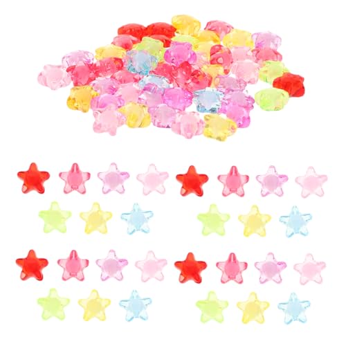 KONTONTY 600 Stück Pentagramm-Perlen Abstandsperlen in Sternform Parade -Dekorationen Sternperlen-Anhänger klare Sternperlen Regenbogen-Armbandperlen Charmante Perlen in Sternform Acryl von KONTONTY