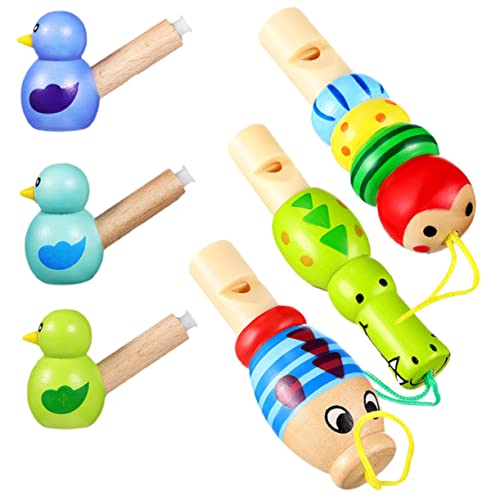 KONTONTY 6St Cartoon-Vogelpfeife Entwicklungsspielzeug für Kleinkinder Holzspielzeug Spielset aus Holz Babyspielzeug aus Holz schöne Cartoon-Pfeife Lustiges Partyzubehör hölzern Halskette von KONTONTY