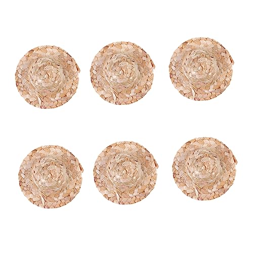 KONTONTY 6St geflochtene Strohhüte Hut für Puppe Kleiner Zylinder Hut Puppe Kleiner Hut kleine Hüte Puppen Kleidung Puppen Klamotten Puppenmütze handgefertigter Strohhut Hölzern Brown von KONTONTY