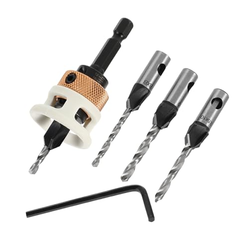 KONTONTY 6Stücke Teiliges Einstellbares Countersink Bohrer Set mit Tiefenstopp Präzise Holzbohrer für Bohrungen und Verborgene Schraubenköpfe Holzprojekten KONTONTY 6Stücke Teiliges Einstellbares Countersink Bohrer Set mit Tiefenstopp Präzise Holzbohrer für Bohrungen und Verborgene Schraubenköpfe Holzprojekten von KONTONTY