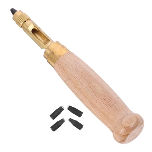 KONTONTY 6Stücke Teiliges Verstellbares Schraubenlochwerkzeug mit Holzgriff Lochstanzer für Leder Papier und Mehr Verschiedene Spitzengrößen von KONTONTY