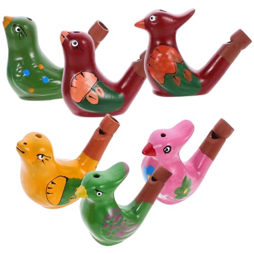 KONTONTY 6Stücke Vogelpfeifen aus Keramik Lustiges Wasservogelpfeifenspielzeug für Kleinkinder Sichere und Farbenfrohe Pfeifen für Spaß Gemischter Stil für Jungen von KONTONTY