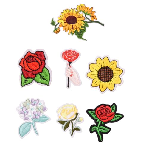 KONTONTY 7 Stück Banner süße Patches Hochzeit Dekoration Bügelflicken für Kleidung Stickereiapplikationen Tuch stickerpappier stickrahmen aufkleber gestickte Blumenflecken Stickkleber Stoff von KONTONTY
