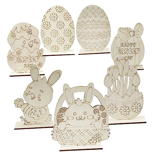 KONTONTY 7 Stück Kaninchen-dekoration Für Zu Hause Osterschmuck Diy-deko Zu Ostern Osterbasteln Für Ostern Diy Dekorationen Ostervorräte Tischdeko Für Die Osterparty Osterdeko Holz von KONTONTY