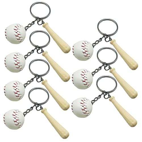 KONTONTY 7 Stück Schlüsselbunddekoration Baseball-Party-Dekorationen Schlüsselkette Schlagballschläger Mini für Partyzubehör der Baseball -Themen Schlüssel Zubehör Pu Weiß von KONTONTY