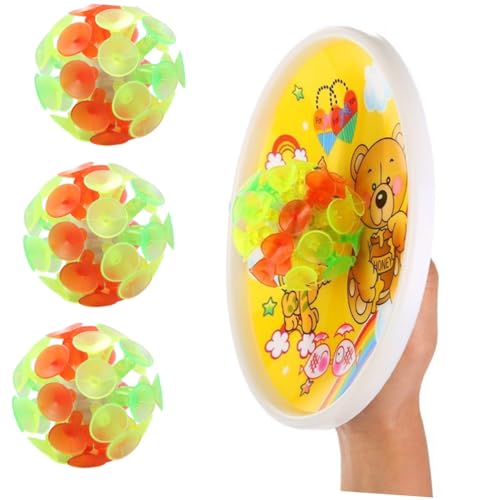 KONTONTY 7 Stück Teiliges Saugnapf ball Leuchtende Bunte Bounce bälle mit Saugnäpfen Interaktives Partyspielzeug für Jungen und Mädchen Sicher Ab Jahren Stressabbauend und Haftstark von KONTONTY