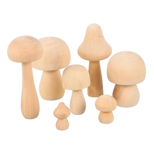 KONTONTY 7 Stück Teiliges Set Unbehandeltem Holz Pilzen für Malen und Basteln für DIY Dekorationen und Kreative Projekte für Verschiedene Anlässe und Feste von KONTONTY