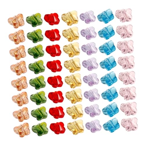 KONTONTY 70 Stück Glasperlen Bunte Schmetterlinge für Diy Schmuckherstellung Armbänder und Accessoires Handgefertigte und Langlebige Glascharms für Anfänger und Kreative Bastelprojekte von KONTONTY