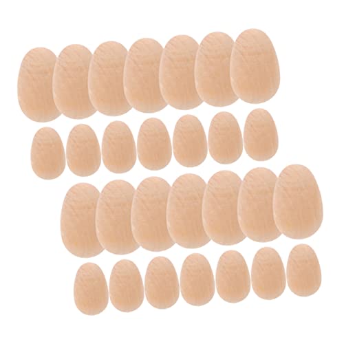 KONTONTY 70 Stück eierimitationen aus holz Und Jumbo Dekoration farbig hohl Holzspielzeug unfertige Ostereier aus Holz Holzhandwerk unvollendet Holzeier zum Basteln hölzern Beige von KONTONTY