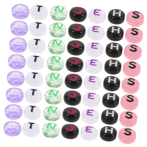 KONTONTY 700 Stück Alphabet-Perlen farbenfrohe Perlen farbige Perlen Armband Buchstabenperlen Runde Perlen Perlenbuchstaben süße Perlen bunte Buchstabenperlen Perlenzauber Briefperlen Acryl von KONTONTY