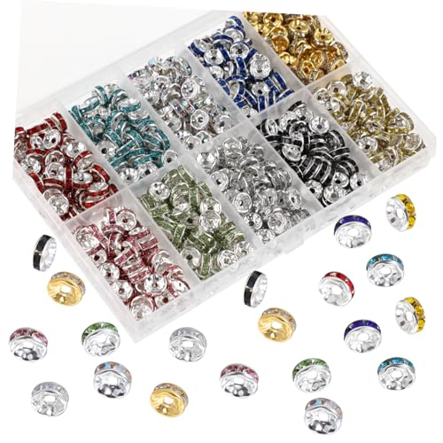 KONTONTY 700 Stück Teiliges Rondelle Strass Spacer Perlen Flache Bunte Lose Schmuckperlen Elektrobeschichtet Langlebig für DIY Schmuckherstellung Armbänder Halsketten Bastelprojekte von KONTONTY