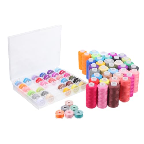 KONTONTY 72 Stück Farben Vorgewickelte Spulen Yards Nähfaden für Hand und Maschinen Nähen für Quilting und Reisen Praktischem Aufbewahrungskoffer von KONTONTY
