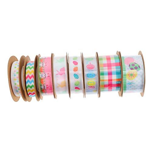 KONTONTY 8 Rollen Kaninchen -gedrucktes Band Bandzubehör Rotes Band Diy-bastelband Stoffband Rosa Schleife Bänder Für Handwerk Dekoration Geschenkbänder Zu Ostern Osterbänder Polyester von KONTONTY
