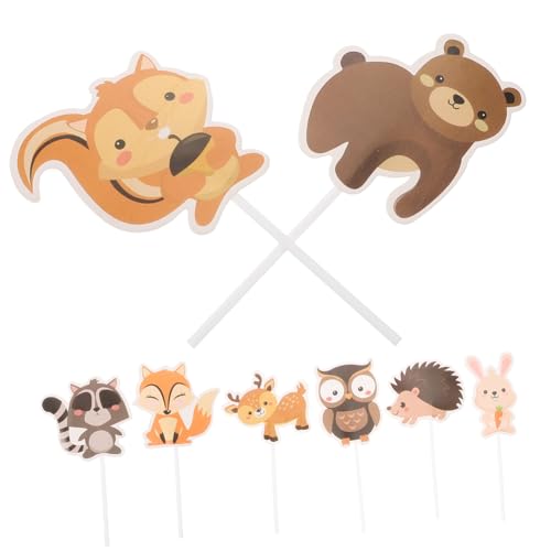 KONTONTY 8 Stück Cupcake-Topper Geburtstags-Obstpflücker Cupcake-Dekorationen zum Geburtstag Kuchen liefert Kuchendekorationen mit Dschungeltiermotiv Kuchendeckel Geburtstag Papier von KONTONTY