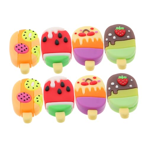 KONTONTY 8 Stück Eiscreme Radiergummis Bunte Früchte Popsicle Radierer für Kreatives Schulbedarf und Partygeschenke Belohnung für Schüler Sommer Spaß von KONTONTY
