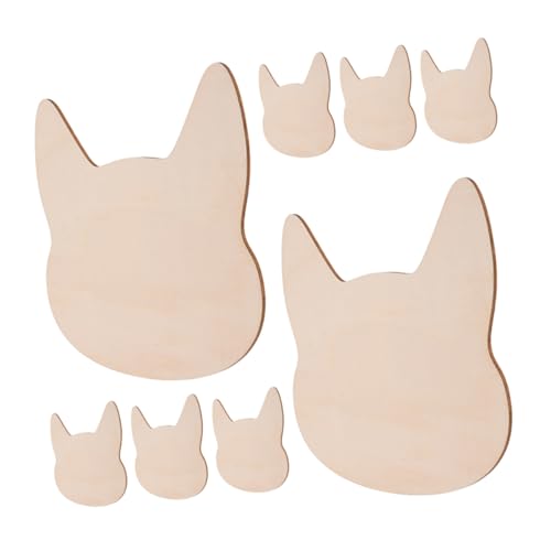 KONTONTY 8 Stück Katzenkopfverzierungen Tiere Leere Ausschnitte für Katzenliebhaber groß klein realistisch tierisches handwerk Holzausschnitte zum Basteln hölzern Beige von KONTONTY