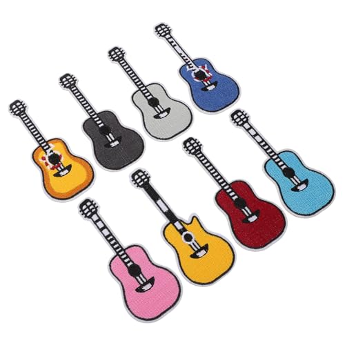 KONTONTY 8 Stück Teiliges Bunter Gestickter Gitarren Patches zum Aufbügeln für Diy Dekoration und Reparatur von Kleidung Taschen Schuhen und Socken von KONTONTY