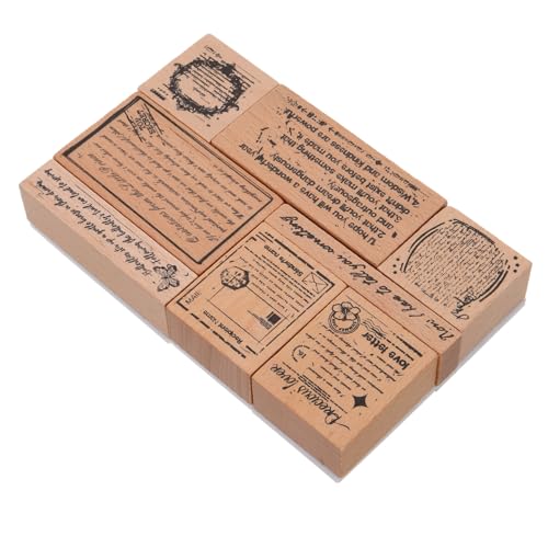 KONTONTY 8 Stück Teiliges Holzstempel Set für Scrapbooking und Diy Kreative Muster für Tagebücher Sicher und Langlebig Einfach zu Bedienen für Persönliche Projekte von KONTONTY