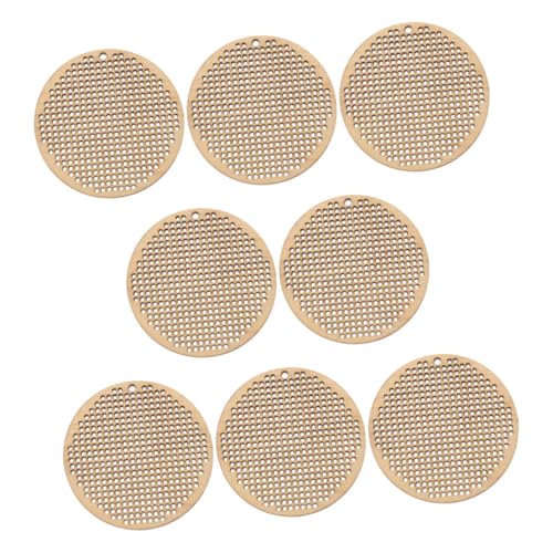 KONTONTY 8 Stück Teiliges Runde Holzanhänger für Kreuzstich Blanko Naturbelassen Vielseitig für DIY Buchzeichen Schmuckanhänger Handgefertigte Dekorationen und Geschenke von KONTONTY