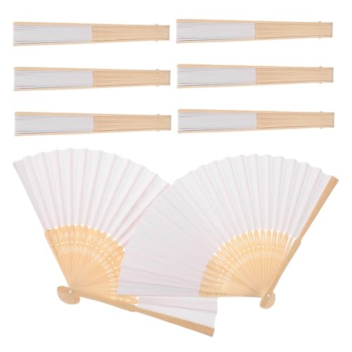 KONTONTY 8 Stück Teiliges Weiße Faltbare Papierfächer aus Papier und Blanko DIY Handfächer für Leicht Tragbar für Kreative Malaktivitäten Kindergarten Outdoor Events und Sommerkühlung von KONTONTY