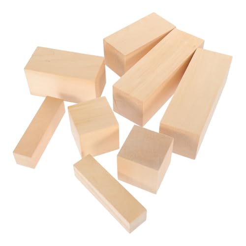 KONTONTY 8 Stück Teiliges Whittling Holzschnitzset aus Glatten Lindenholzblöcken Verschiedenen Langlebig Vielseitig für Diy Holzdekoration Schnitzübungen Geeignet für Anfänger und Profis von KONTONTY