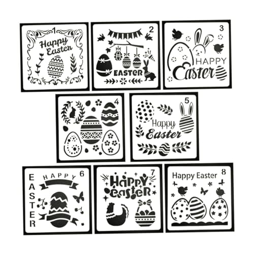 KONTONTY 8-Teiliges Set Malvorlage osterschablone geldgeschenke ostern easter present Ostern Vorlagen Bastelsets Schablonen zum Malen Schimmel zeichnen Osterzeichnungsvorlagen Weiß von KONTONTY