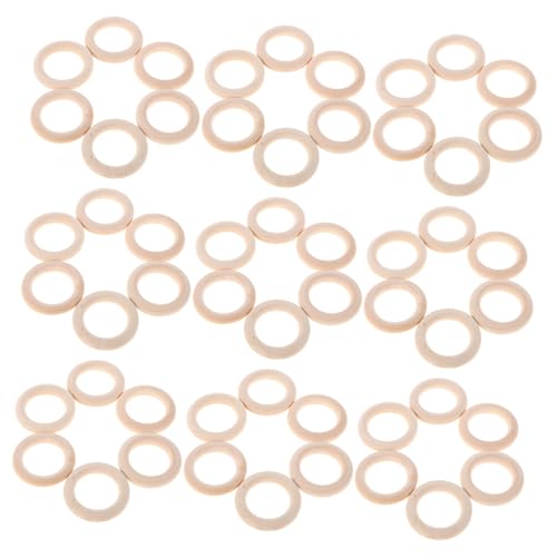 KONTONTY 80 Stück Unfertige Holzringe: 34 Mm Große Bastelringe Aus Natürlichem Massivholz Zum Basteln – Anhängerverbinder – Mini-ring Für Makramee-zubehör von KONTONTY