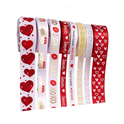 KONTONTY 8rollen Liebesband Weiß Zum Einpacken Valentinstag Herz Hochzeit Bänder Zum Verpacken Kuchen Wickeln Für Party Verpackungsmaterial Geschenkverpackungsband Schleife Rot von KONTONTY