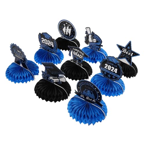 KONTONTY 9 Stück Graduation Party Deko Teiliges aus Papier Honigwaben Blaues Thema für Tischdekoration Kreative Abschlussfeier Dekorationen Langlebig und Eindrucksvoll für Feierlichkeiten von KONTONTY