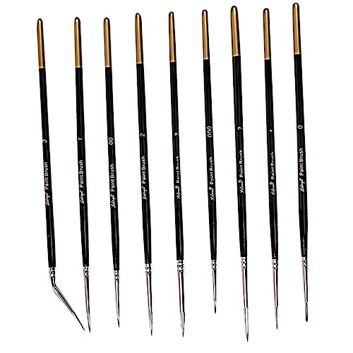 KONTONTY 9St Hakenstift Pinsel für Ölfarbe Aquarellpinsel Künstlerbedarf Mikropinsel Liner-Stift acrylbilder aquarellfarben stifte Detailpinsel Zeichenstifte Vernickeltes Kupferrohr Black von KONTONTY