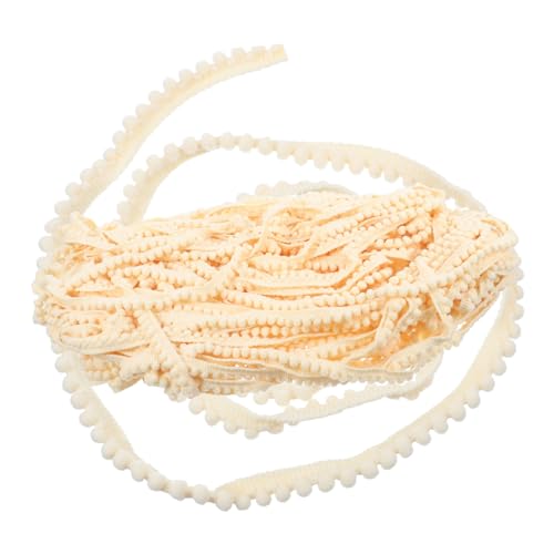 KONTONTY Accessoires aus Spitze Fransen für Kleidung Fransen Quastenbesatz Mini-Pompoms-Besatzband Randband Fransenband nähen Pomponbesatz Bommelband Polyester Beige von KONTONTY