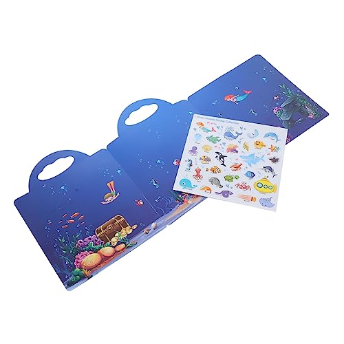 KONTONTY Aufkleberbuch Meerestiere Vinyl Karikatur lustig Hai Kleinkinder Tierisches Stickerbuch Meerjungfrauen-Stickerbuch wiederholtes Stickerbuch Childrens Sticker Books Papier von KONTONTY