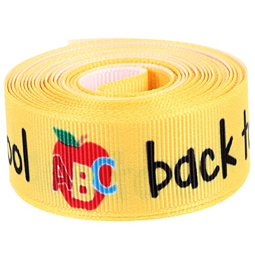 KONTONTY Back To School Geschenkband Breit mit Fröhlichem Muster für Basteln DIY Dekorationen Geschenkverpackung und Kranzgestaltung von KONTONTY