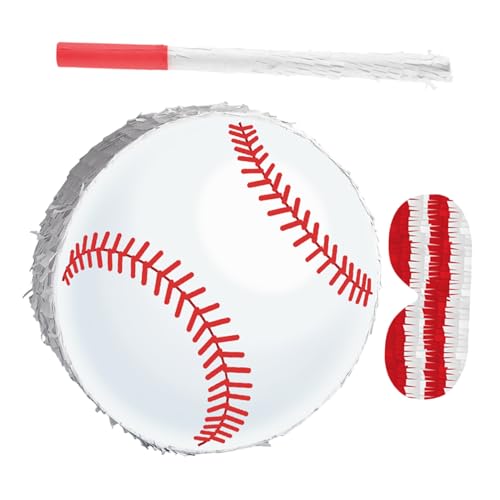 KONTONTY Baseball Pinata mit Stab Augenmaske Konfetti Sportparty Dekoration Baseball Party Zubehör für Geburtstagsfeier Shower Hängend Vielseitig Robust von KONTONTY