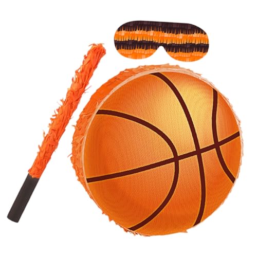 KONTONTY Basketball Pinata aus Hochwertigem Karton mit Stick und Augenbinde Wiederverwendbar für Kindergeburtstag Sportparty und Schulveranstaltungen Inklusive Füllöffnung für Konfetti und von KONTONTY