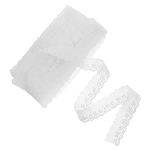 KONTONTY Baumwollspitze Rüschenbesatz Zum Nähen Ösenbesatz Kleid Spitzenapplikation Spitzenband Aus Baumwolle Wellenförmiger Spitzenbesatz Mit Blumenmuster Stoff Weiß von KONTONTY