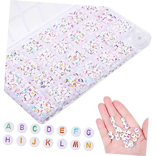 KONTONTY Buchstabenperlen mit Alphabetischen Perlen und Elastischer Schnur Perlen für DIY Schmuckherstellung Geschenkidee für Bastler von KONTONTY