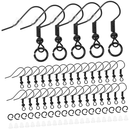 KONTONTY DIY Ohrringhaken Schwarz mit Perle und Schmuckzubehör für Individuelles Ohrschmuck Basteln Vielseitige Ohrhaken für Kreative Schmuckherstellung von KONTONTY