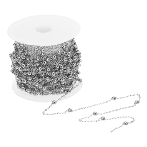 KONTONTY Edelstahl Perlenkette Beaded Chain DIY Schmuckherstellung Schmuckzubehör Armband Halskette Roll mit Glatter Oberfläche Hautfreundlich Langlebig KONTONTY Edelstahl Perlenkette Beaded Chain DIY Schmuckherstellung Schmuckzubehör Armband Halskette Roll mit Glatter Oberfläche Hautfreundlich Langlebig von KONTONTY