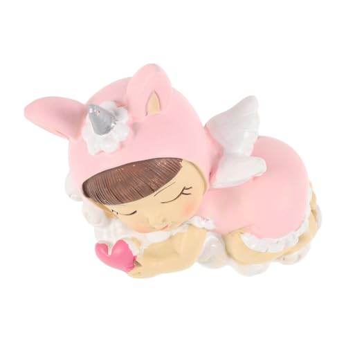 KONTONTY Einhorn-kuchendekoration Ornamente Willkommen Mini Süß Schlafen Mutter Klein Aufdecken Party Tortenaufsatz Für Mädchen Dusche Zahlen Flügel Karikatur Rosa Harz von KONTONTY