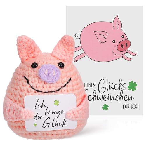 KONTONTY Emotionale Unterstützung Schwein Handgemachtes Häkeltier aus Weichem Garn Positives Stofftier für Verschiedene Anlässe für Dekoration und Gastgeschenke von KONTONTY