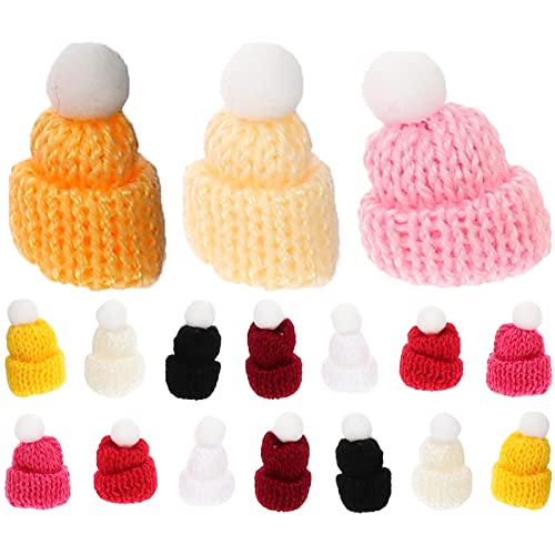 KONTONTY Handgestrickte Mini-strickmützen Dekorative Puppenhüte Bunte Bastelhüte Kleine Strickhüte Für DIY-Ornamente von KONTONTY
