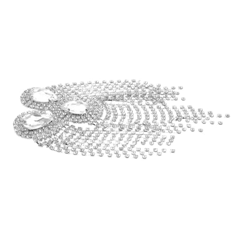 KONTONTY Europäische Diamantanzugquasten Dekorationen Quastenschulter Modische Schulterklappen Quastenabzeichen Anzugzubehör Schulterflicken Für Jacken Quasten Epauletten Silberne von KONTONTY