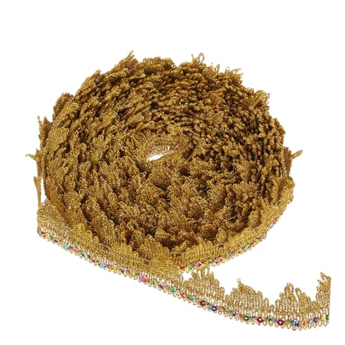 KONTONTY Goldene Pailletten Spitzenborte Luxus Dekorband mit Glänzenden Details für DIY Kleidung Basteln Blumensträuße und Festliche Dekorationen von KONTONTY
