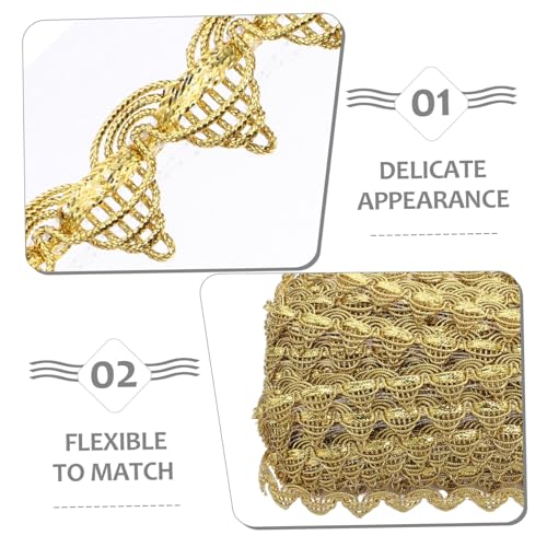 KONTONTY Goldfarbenes Spitzenband Polyester Wellenkante Bestickt Langlebig für Bühnenkostüme Puppenkleider Handarbeit Nähzubehör Blumenstickerei Spitze KONTONTY Goldfarbenes Spitzenband Polyester Wellenkante Bestickt Langlebig für Bühnenkostüme Puppenkleider Handarbeit Nähzubehör Blumenstickerei Spitze von KONTONTY