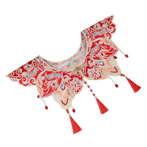 KONTONTY Graduation Gown Shoulder Shawl mit Quasten Elegantes Hanfu Design für Abschlussfeiern Vielseitig Einsetzbarer Blumenkragen Accessoire für Studenten Stilvolle Ergänzung zur von KONTONTY